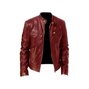 Chaqueta de Cuero Casual con Cuello para Motocicleta para Hombre - Product Image 6