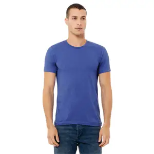 52% Airlume Gekamd En Ring Gesponnen Katoen 48% Poly 32 Enkele 4.2 Oz Heide Columbia Blauw Unisex Cvc Korte Mouw T-Shirt