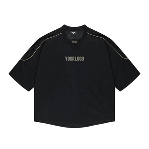 Custom Print Embroidered Logo Oversized Mesh Football T-Shirt Men Retro Piping V-Neck Breathable <b>Soccer</b> Jersey High Quality - Product Image 1