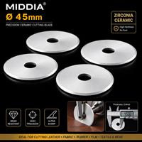 Lame rotative industrielle MIDDIA personnalisée en céramique de zircone de 45 mm pour la découpe de cuir et de tissu