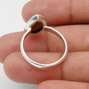 925พลอยโอปอลสีดำธรรมชาติสีดำรูปลูกแพร์แหวนเงินสเตอร์ลิงแหวนชั้นดีพลอยเทียมรูปทรงลูกแพร์สวยงาม - Product Image 4