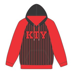 Sudadera con Capucha Negra KAP, Mangas Raglán Rojas con Rayas, Mezcla de Algodón, Ropa de Fraternidad Griega, Divine Nine HBCU, Mercancía Griega - Product Image 2