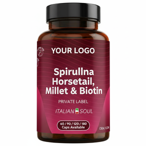 RedMoringa Spirulina Horsetail Millet 60 Capsules Biotine Tonique pour la repousse des cheveux avec étiquette privée OEM Fabriqué en Italie - Product Image 2