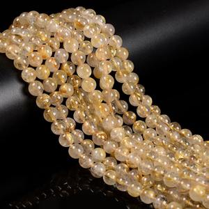 ลูกปัดหินรูไทล์สีทองธรรมชาติ 4-6 มม. ทรงกลมเรียบ สำหรับทำเครื่องประดับ 13.5 นิ้ว - Product Image 2