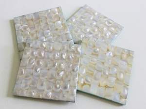 Posavasos de mopa redonda moderna en gris personalizado madre de perla y recuerdo de resina de madera para regalar - Product Image 2