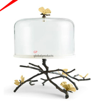 Luxus Kuchenst änder gehämmert Kuchenst änder Achteck Form mit Glaskuppel Mittelstücke Dekor Kuchen Display Ständer