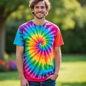 Oversize Acid Wash Camisetas Tie Dye Manga corta Ropa deportiva para hombres Casual Stone Wash Spare Tie Dye Camisetas para hombres - Product Image 1