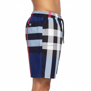 Pantalones Cortos Casuales de Hombre a Cuadros Beige de Lujo, Transpirables, con Cordón, para Playa, Verano, a la Moda - Product Image 5