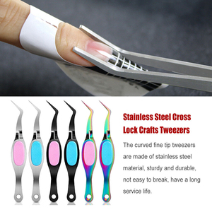 Pinzas profesionales de acero inoxidable para manualidades, nariz recta, bloqueo cruzado, belleza, piel, removedor de cutículas de uñas, pinzas para pestañas - Product Image 3