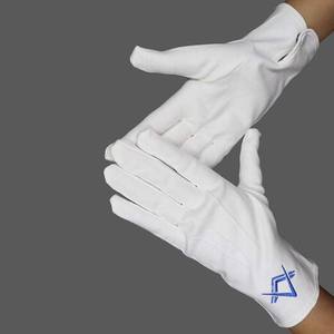 Gants maçonniques en coton pour hommes Logo brodé Usine Gants maçonniques de qualité supérieure en cuir noir - Product Image 1