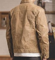 Veste rétro en toile de cire à l'huile kaki pour hommes avec de grandes poches perlées Manteau vintage 100% coton-Service OEM Produit fini