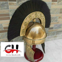 Calvin Handicraft CHk Casque Romain Antique en Alliage de Zinc Doré, Technique de Moulage sous Pression, pour Costume de Chevalier, Halloween, Nouvel An, Décoration Intérieure