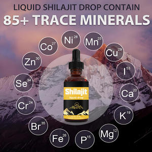 Gotas líquidas de resina de Shilajit OEM/ODM complejo orgánico de minerales traza Shilajit 85 + con Ashwagandha, cúrcuma, ginseng, Chaga - Product Image 3
