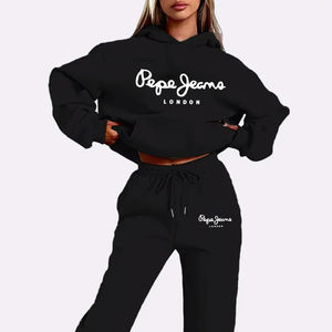 Venta caliente simple ropa deportiva de mujer Sudadera con capucha de manga larga + conjunto de pantalones mujeres deportes ropa deportiva al aire libre - Product Image 2
