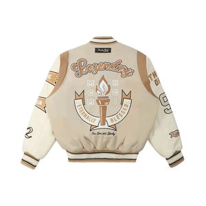 Hermoso diseño Letterman College chaqueta de béisbol para hombres comprar a granel logotipo personalizado bordado parche cuero manga Varsity chaquetas - Product Image 6