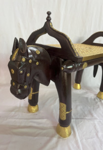Handmade Wooden Horse Shape Side Table With Gold Inlay Traditional Ethnic Home Decor Bedroom Furniture For Home Hotel - Product Image 5