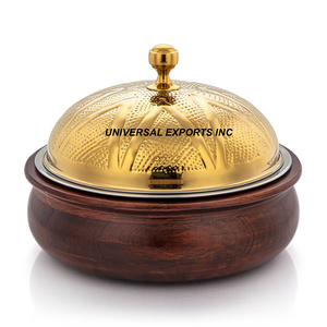 Hotpot en acier inoxydable à double paroi Vaisselle de cuisine faite à la main Casserole Forme ronde Nouveau Réchauffeur d'aliments en métal - Product Image 3