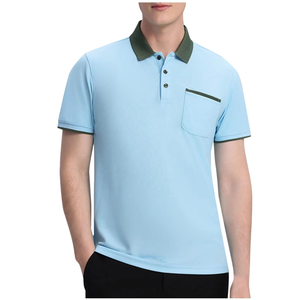 Polo de Manga Corta Azul Claro para Hombre 2026, Color Sólido, Secado Rápido, Tela Piqué, Corte Regular Informal, para Uso Diario - Product Image 1