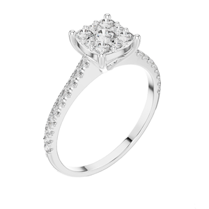 Bague de fiançailles halo en diamant de laboratoire de 0,616 carats pour femme, clarté VVS-VS EF, or 18 carats, 14 carats, 10 carats et argent 925, rose - Product Image 4