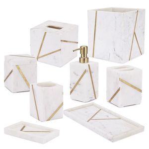 Ensemble de salle de bain en marbre de style moderne fabriqué par un fabricant de confiance, avec une forme élégante améliorant l'apparence minimaliste et propre de la salle de bain - Product Image 5