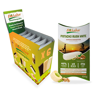Pistacho Rush White Bisabor Almond Energy Bar: Barretta Energetica al Pistacchio con Rivestimento Bianco, Snack Salutare per Atleti, Confezione da 4x25g - Product Image 4