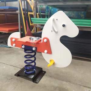 Caballo mecedora para interiores para niños, PE con placa de juguete para jardín de infantes, primavera, parque comunitario al aire libre, diseño de dibujos animados - Product Image 5