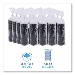 Couvre-gobelets en plastique noir Boardwalk BWKHOTBL8 pour gobelets de 8 oz. Gobelets jetables en papier, 1000 par carton - Product Image 6