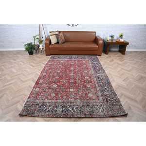 Vintage 8.8x5.4 ft Rug, Turkish Rug, <b>Red</b> Floral Rug <b>Wool</b> - Product Image 2