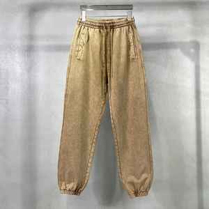 Pantalon et pantalon pour homme unisexe 350G lourd 100% coton décontracté délavé Vintage ceinture élastique jambe droite grande taille - Product Image 5