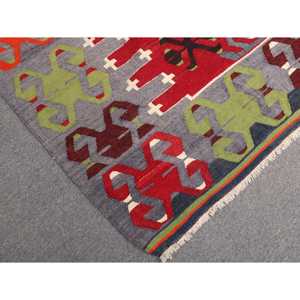 พรมตุรกี ขนาด 6x10.2 ฟุต พรมขนาดใหญ่ สีแดงเขียว พรมขนสัตว์คิลิม - Product Image 5