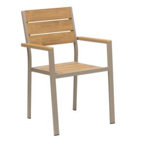 Poltrona da Giardino in Teak con Telaio in Alluminio e Doghe in Legno Plastico (22 L x 33 A) - Product Image 4