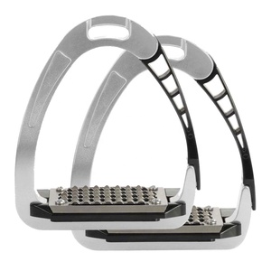 PAR DE ESTRIPULES DE SEGURIDAD RETRACTILLES PERSONALIZABLES EN COLOR, DE ALUMINIO Y POLÍMERO, PARA MONTAR A CABALLO, ACCESORIOS EQUÍPADOS PARA JINETES, PLATEADOS - Product Image 1