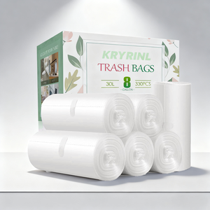 Sacchi per la Spazzatura in HDPE da 8 Galloni, Resistenti, Sacchetti Trasparenti per Bidoni della Spazzatura, per Uso Domestico, Ufficio e Cucina, Stile Aperto Piatto - Product Image 1