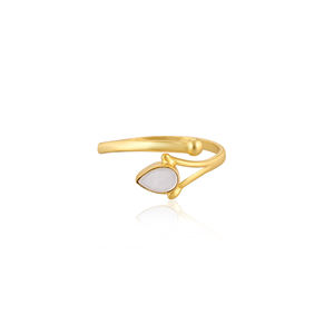 Plata de Ley 925, nácar, piedra preciosa, anillo de diseñador chapado en oro amarillo, declaración, joyería hecha a mano ajustable, regalo para ella - Product Image 1