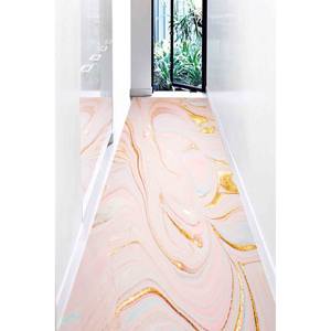 พรมเชนิลล์ลายหินอ่อนสีชมพูและสีทอง: ของตกแต่งหรูหรา พรมบางแบบไม่ถักทอ - Product Image 4