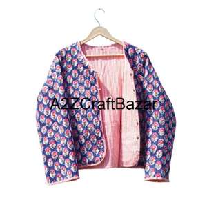 Vente en gros de vestes matelassées réversibles pour femmes en coton 100% pur avec imprimé floral pour l'automne et l'hiver pour femmes - Product Image 2