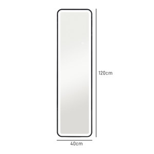 HOMCOM-Espejo de pared táctil con iluminación LED ajustable, vidrio templado y metal, 40x3x120 cm, negro - Product Image 3
