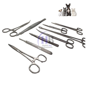 Juego de instrumentos quirúrgicos veterinarios Kit de cirugía reutilizable manual de acero inoxidable para procedimientos de animales pequeños Cirugía general MOL - Product Image 1
