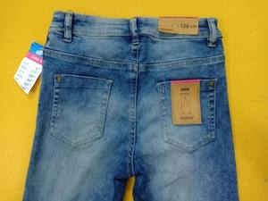 Jeggings droits pour filles de qualité supérieure, coupe slim décontractée, en coton stretch denim avec poches, étiquettes de marque authentiques, stock du Bangladesh - Product Image 4