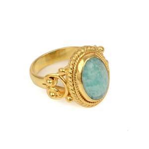 Latest Fashion Brass Oval Amazonite Gold Plated Gemstone Wedding Women Jewelry Ring Designer Handmade <b>Gift</b> for <b>Girls</b> and Women - Product Image 6