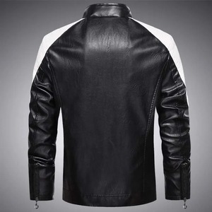 Stylish Men's PU Sheep Skin Leather Jacket for Autumn Winter Canvas Fabric with Patchwork and Zippers for Any Occasion - Product Image 4
