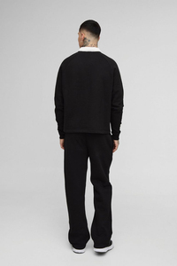 Black Half <b>Zip</b> <b>Hooded</b> Sweatshirt Unisex Autumn Cotton Pullover Drop Shoulder Custom Logo OEM - Product Image 3