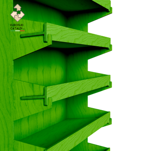 Espositore da banco in legno verde Made in Italy in multistrato di betulla per negozi e supermercati. Forme quadrate e stampe larghe - Product Image 2