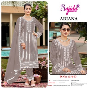 La última tela de Organza de diseñador paquistaní indio exclusivo elegante semi cosido Salwar Kameez adultos ropa de fiesta étnica de moda - Product Image 3