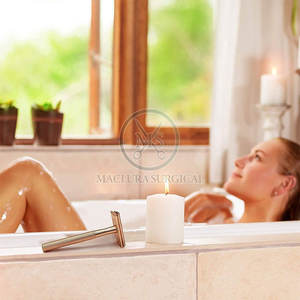 MACLURA SURGICAL Men's Long Handle Stainless Steel Safety Razor Anti-Slip <b>Grip</b> for Face Shaving-Premium Quality Single Blade - Product Image 5