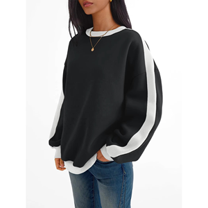 Nouveauté Vente chaude Pull en maille épaisse et chaude d'hiver Mode Léger Femme Noir Pull ample Sporty fashion - Product Image 5