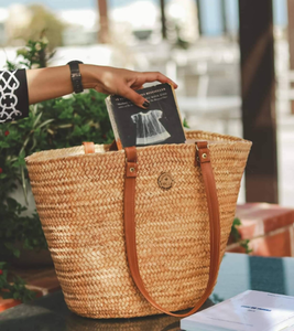 Bolsa de paja con asas largas, cesta francesa de paja, bolso de mercado, bolsa de paja de playa - Product Image 1