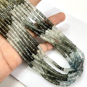 Perles en forme de rondelle à facettes aigue-marine mousse perles naturelles en gros pour la fabrication de bijoux - Product Image 2