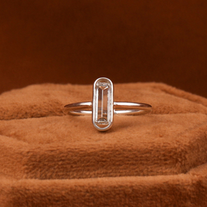 Custom Emerald Cut Lab Grown Diamond Engagement <b>Ring</b> 18KT Solid White Gold Portrait Solitaire Big <b>Thin</b> <b>Ring</b> IGI Certified <b>Ring</b> - Product Image 1