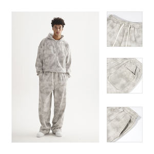 Conjunto de Ropa Deportiva de Invierno para Hombre, Pantalones Deportivos de Felpa Gruesa, Sudadera Corta Extra Grande Personalizada con Capucha, Pantalones Deportivos con Logotipo Estampado de Secado Rápido - Product Image 2